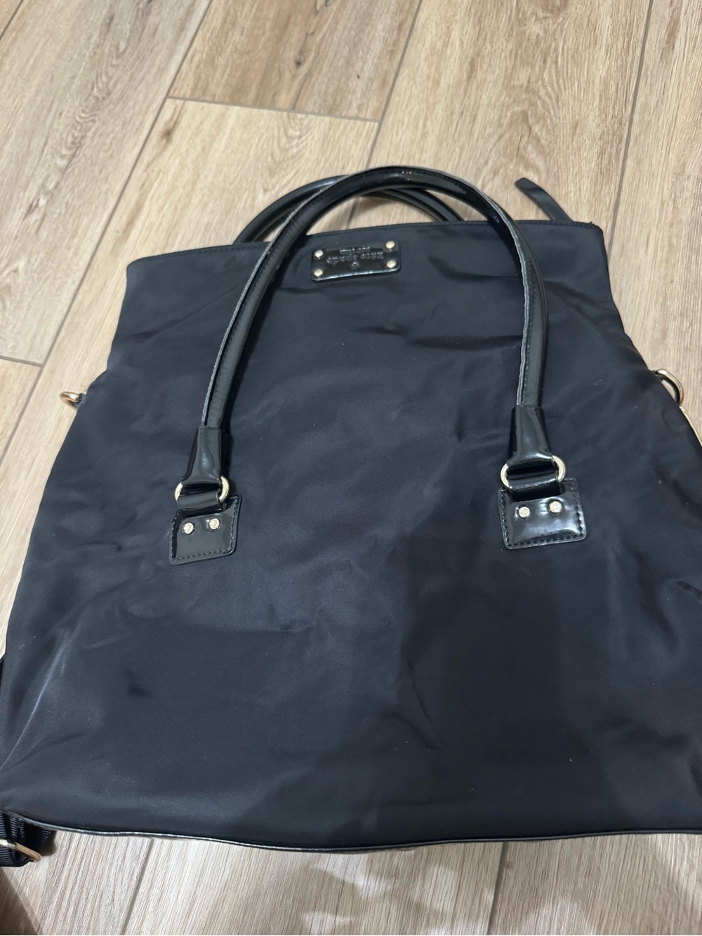 kate spade Black Nylon Laptop Tote with Leather Handles